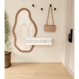 Morepp Oslo 70CM Duvara Monte Tek Kapaklı Raflı Modern Dresuar Beyaz-Gümüş - Beyaz - Gümüş