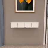 Morepp Roza 90 cm Kapaklı, Raflı ,duvara Monte Dresuar Beyaz-Gümüş - Beyaz - Gümüş