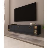 Morepp Sahran 150 cm Duvara Monte Tv Ünitesi Tv Sehpası | Antrasit - Altın - 29X150