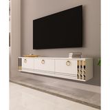 Morepp Sahran 150 cm Duvara Monte Tv Ünitesi Tv Sehpası| Beyaz - Altın - 29X150