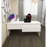 Morepp Sell 180 cm L Çalışma Masası Ofis Masası Oyuncu Masası |beyaz-Beyaz - 180*74