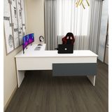 Morepp Sell L 180 cm Çalışma Masası Ofis Masası Oyuncu Masası|Beyaz-Antrasit - 180*74 - Beyaz - Antrasit