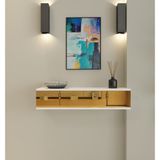 Morepp Skyn 90 Cm,2 Kapaklı, Raflı, Duvara Monte Dresuar Beyaz-Altın - Beyaz - Altın