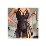 Mores Siyah Yıldızlı Babydoll & Jartiyer Takımı - 3Lü Set Gizli Paketleme