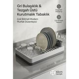 Moresun Buğz Modern Kurutmalık Tabaklık Gri Tezgah Üstü Bulaşıklık Bardaklık Standı Mutfak