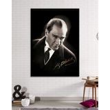 Morfil Sanat Atölyesi Atatürk Mustafa Kemal Portresi Makam Panosu Kanvas Tablo Resmi Kurumlar Okullar (8farklı Ölçü) - 100X140 - Renkli
