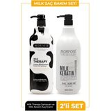 morfose Milk Therapy Şampuan 1000 ml - Milk Keratin Saç Bakım Kremi 1000 ml