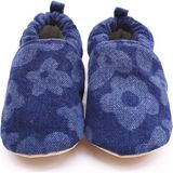 Morgedan Çiçek Desenli Unisex Bebek Kaydırmaz Taban Patik - Lacivert