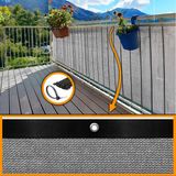 Morilu Gri Balkon Demiri ve Korkuluk Filesi - %95 Görüntü Engelleme - Siyah Şeritli Halkalı - Tüm Ölçüler - Plastik Kelepçe Hediyeli - 100 cm x 7,5 m