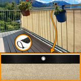 Morilu Krem Balkon Demiri ve Korkuluk Filesi - %95 Görüntü Engelleme - Siyah Şeritli Halkalı - Tüm Ölçüler - Plastik Kelepçe Hediyeli - 100 cm x 7 m