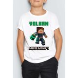 Morinna İsme Özel Minecraft Temalı Çocuk Tişörtü Kişiye Özel Baskılı T-shirt MR-3