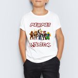Morinna Isme Özel Roblox Baskılı Çocuk Tişört T-Shirt Mr-08 - 12 - 13 Yaş - 001-Beyaz