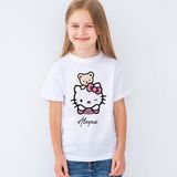 Morinna Kişiye Isme Özel Hello Kitty Baskılı Çocuk Tişört T-Shirt Mr-02 - 8 - 9 Yaş - 001-Beyaz