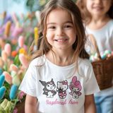 Morinna Kişiye Isme Özel Hello Kitty Kuromi My Melody Baskılı Çocuk Tişört T-Shirt Mr-03 - 001-Beyaz - 10 - 11 Yaş