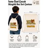 Morinna Kişiye Özel Isimli Super Bear Adventure Baskılı Çocuk Bez Sırt Çantası Büzgülü Okul Spor Çantası Mr-01 - Bej