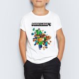 Morinna Minecraft Baskılı Çocuk Tişört T-Shirt Mr-01 - 10 - 11 Yaş - 001-Beyaz