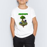 Morinna Minecraft Baskılı Unisex Çocuk Tişört T-Shirt Mr-11 - 6 - 7 Yaş - 001-Beyaz