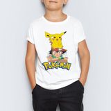 Morinna Pokemon Pikachu Unisex Çocuk Tişört T-Shirt Mr-03 - 6 - 7 Yaş - 001-Beyaz