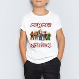 Morinna Roblox Baskılı Çocuk T-Shirt Mr-08 Kısa Kol Erkek Çocuk Günlük Pamuk-Polyester 4 - 5 Yaş - 001-Beyaz