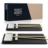 Moritz & Moritz 10 Parçalı Sushi Tabağı Seti, 2 Kişilik Arduvaz, Seramik ve Bambu Malzeme ile Şık Sunum