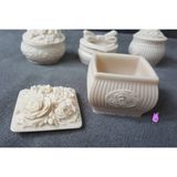 Morlalem Lale Lotüs Çiçek Kabartma Mini Kutu Silikon Kalıp K-206, Kokulu Taş Sabun Polyester Reçine Alçı Mum Kalıbı