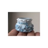morlalem m Lovely Yazılı Fırfırlı Fiyonklu Mumluk, Mini Minyatür Saksı Silikon Kalıp K-1578, Taş Tozu Polyester Alçı Kalıbı