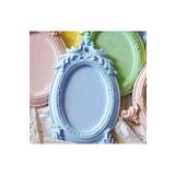 morlalem m Yaprak Dekorlu 12cm Oval Çerçeve Silikon Kalıp , Taş Tozu Polyester Alçı Mum Kalıbı K-111