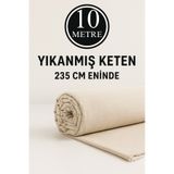 Morlay 10 Metre Yıkanmış Ham Naturel Keten Kumaş - 235 cm En - Organik - Doğal - Punch - Döşemelik Kumaş