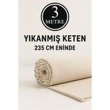 Morlay 3 Metre Yıkanmış Ham Naturel Keten Kumaş - 235 cm En - Organik - Doğal - Punch - Döşemelik Kumaş