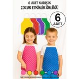 Morlay 6 Adet Karışık Çocuk Önlüğü – Kreş Anaokulu Etkinlik Boyama Önlüğü Sıvı Geçirmez S - 001-Renkli