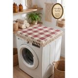 Morlay Bordo Vintage Püsküllü Çamaşır Makinesi Örtüsü - Çeyizlik Buldan Bezi Dekoratif Banyo Makine Kılıfı