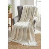 Morlay Cozy | Tekli Koltuk Örtüsü Buldan Bezi Püsküllü Ekru 180X180 cm - 180 x 180 cm - 010-Bej