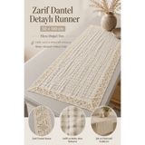 Morlay Dantel Kenarlı Özel Dokulu Güpürlü Runner 50x100 cm Dekoratif Masa Örtüsü