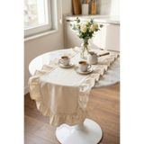 Morlay Ham Naturel Fırfırlı Keten Runner - 40x110 cm