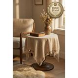 Morlay LINEN | Vintage Fiskos ve Masa Örtüsü Otantik Keten Rustik Kahve Köşesi ve Dresuar Örtüsü 80x80cm