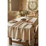 Morlay Linen | Vintage Naturel Keten Masa Örtüsü - Ham Bej Yıkanmış Keten Bohem Sofra Örtüsü - 140 x 250 cm