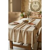 Morlay Linen | Vintage Naturel Keten Masa Örtüsü - Ham Bej Yıkanmış Keten Bohem Sofra Örtüsü