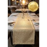 Morlay LUMEN Serisi | Simli Runner Gold / Silver , Premium Çeyizlik Lüks Şık Masa Örtüsü Runner 40x150 cm