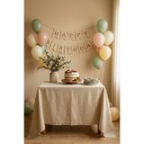Morlay Naturel Keten Masa Örtüsü - Nişan, Baby Shower, Doğum Günü Özel Gün Organizasyon Vintage Örtü