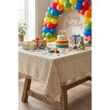 Morlay Organizasyon Monika Püsküllü Masa Örtüsü - Baby Shower, Doğum Günü, Nişan Bohem Vintage Buldan Örtü