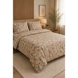 Morlay Softline Serisi | Ranforce Çift Kişilik Çarşaflı Nevresim Takımı 200X220 cm & Çiçekli - Kahverengi - 200 x 220 cm