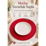 Morlay Yuvarlak Örgü Jüt Supla 32 cm Tekli Amerikan Servis Dolu İp Masa Altlığı Dekoratif Yemek Tabağı Altlığı