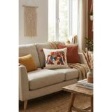 morlina home Dekoratif Etnik Fil Desenli Punch Nakışlı Püsküllü Gizli Fermuarlı Kırlent Kılıfı 42x42 cm