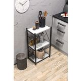 mormanya Vennice Metal Tekli Mutfak Rafı Malzeme Dolabı 3 Raflı Mikrodalga Fırın Rafı Çok Amaçlı