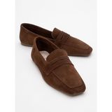 MORNE Kahverengi Süet Hakiki Deri Kadın Loafer Ayakkabı