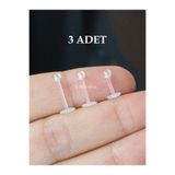 MORNEVA Antialerjik Bioplast Tragus Helix Conch Labret Dudak Kulak Piercingi Silikon Şeffaf Küpe (3 Adet)