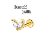 MORNEVA Cerrahi Çelik Badem Taş Kıkırdak Kulak Tragus Helix Conch Piercingi (1 Adet)