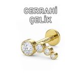 MORNEVA Cerrahi Çelik Büyükten Küçüğe Daire Taşlar Helix Conch Tragus Kulak Piercingi (1 Adet)