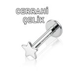 MORNEVA Cerrahi Çelik Minik Taşsız Yıldız Helix Tragus Flat Conch Lobe Kulak Piercingi (1 Adet)
