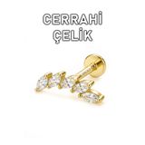 MORNEVA Cerrahi Çelik Sıralı Badem Taşlar Helix Conch Tragus Kulak Piercingi (1 Adet)